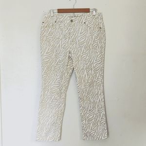 Chicos Platinum Denim Cropped Straight Zebra Print sz 1/ 8